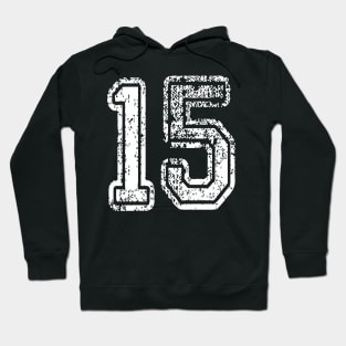 Number 15 Grungy in white Hoodie